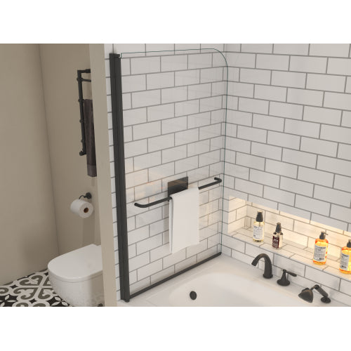 Bath tub Pivot shower screen, with 1/4" tempered glass and towel bar 3458