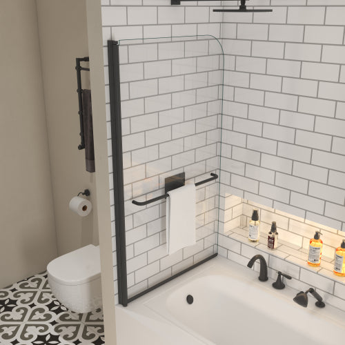 Bath tub Pivot shower screen, with 1/4" tempered glass and towel bar 3458
