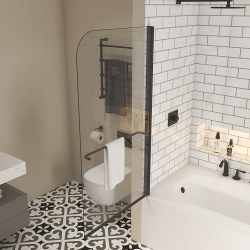Bath tub Pivot shower screen, with 1/4" tempered glass and towel bar 3458