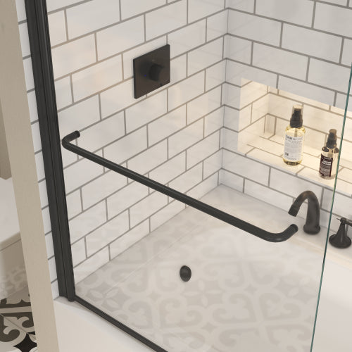 Bath tub Pivot shower screen, with 1/4" tempered glass and towel bar 3458