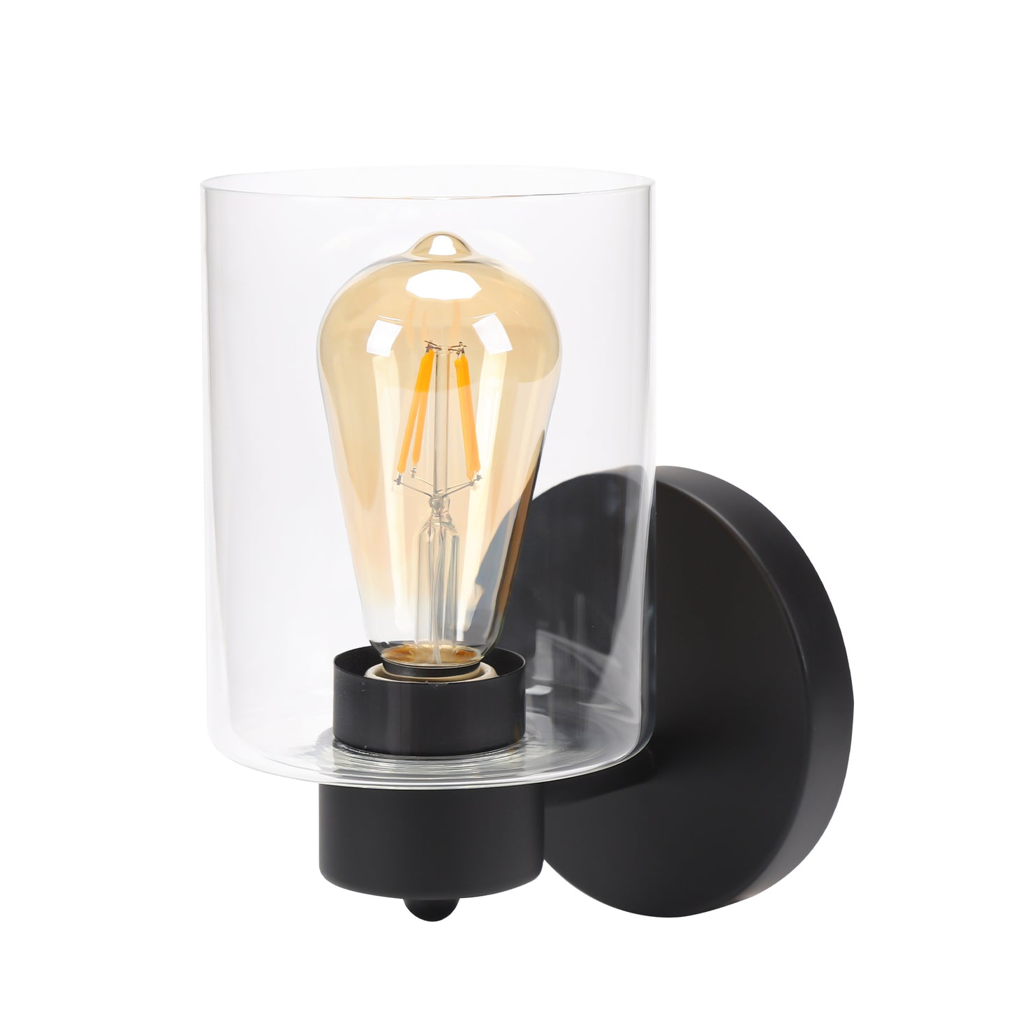 LMLMD Modern Black Vanity Light Fixture - 1 Light Bathroom Wall Lamp with Clear Glass, Perfect for Over Mirror, Hallway, or Bedroom with E26 Socket