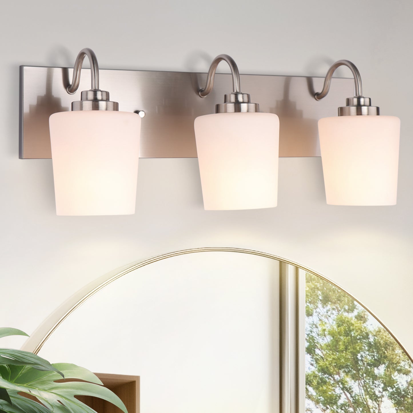 Modern Gold Vanity Lighting Fixture, Mirror 4 Lights, Wall Sconce with Frosted Glass for Bathroom, Hallway, Bedroom with E26 Socket