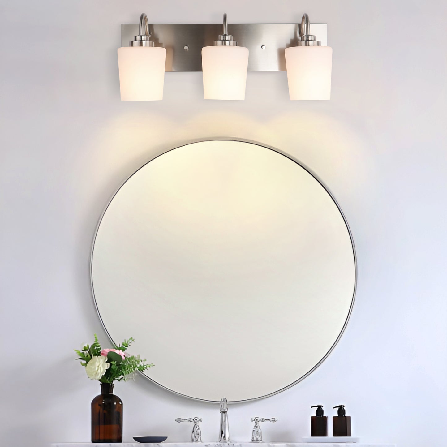 Modern Gold Vanity Lighting Fixture, Mirror 4 Lights, Wall Sconce with Frosted Glass for Bathroom, Hallway, Bedroom with E26 Socket