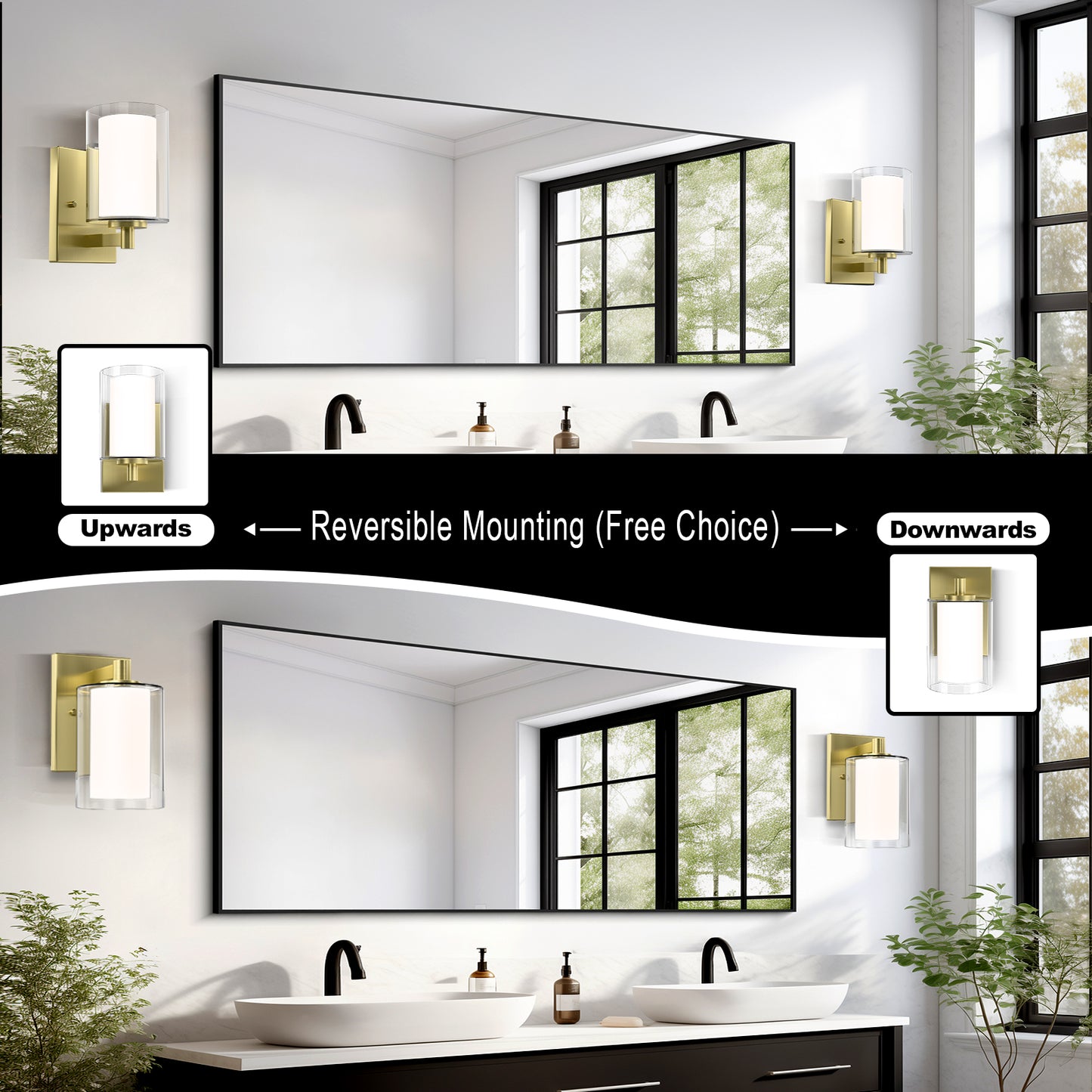 Bathroom Vanity Light Fixture, 1 Light Modern Gold Vanity Lighting fixtures, Lighting Fixtures Over Mirror, Wall Lamp with Clear Glass for, Hallway, Bedroom with E26 Socket