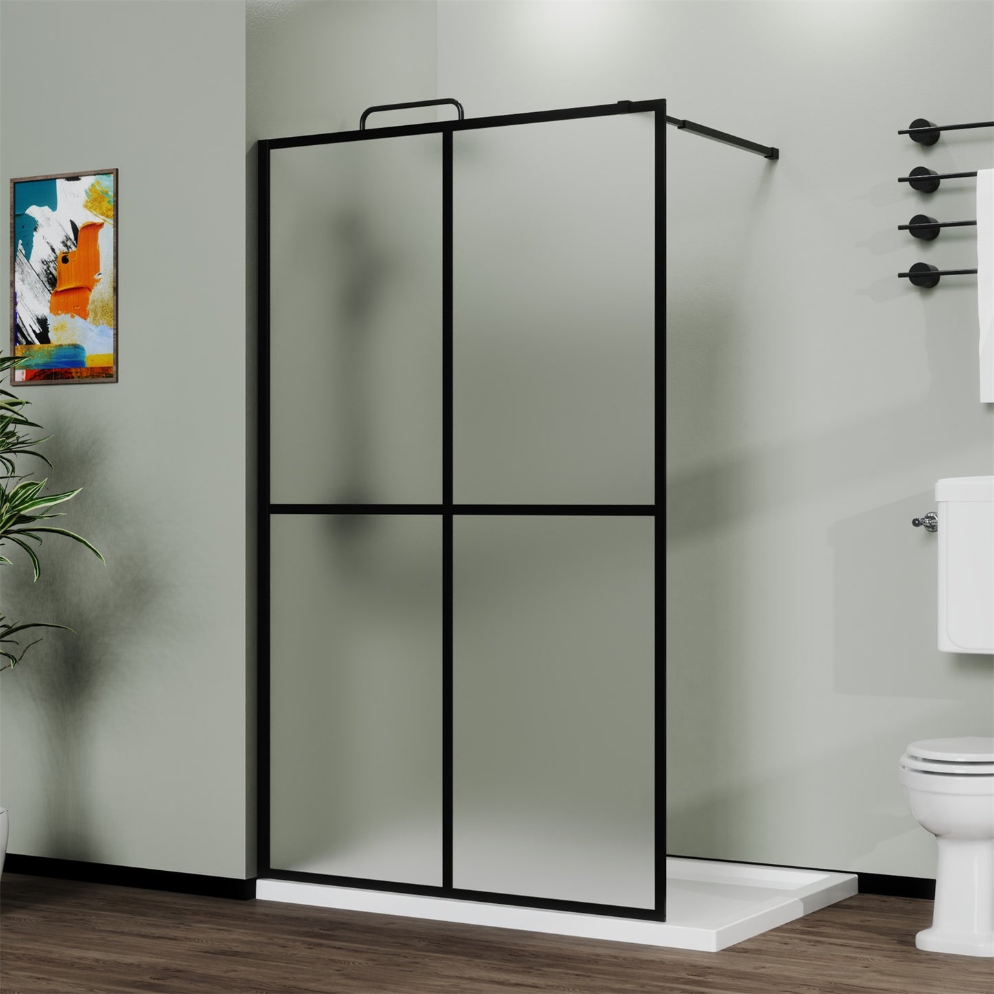 Goodyo 34" X 72" Shower Screen Door Frost Tempered Glass