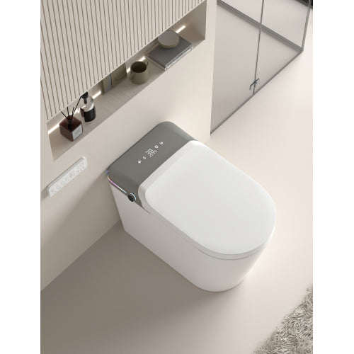 Smart Bidet Toilet with Remote Control.Raised Tankless Toilet with LED Display. Auto Open/AutoHeated. Seat Toilet Bidet with Aromatherapy System.Warm Water And Dry.Off Seat Flush.Foot Sensor.