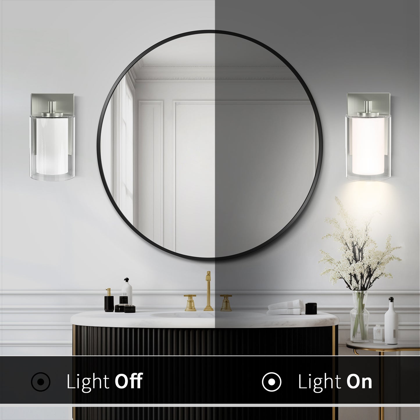 Bathroom Vanity Light Fixture, 1 Light Modern Gold Vanity Lighting fixtures, Lighting Fixtures Over Mirror, Wall Lamp with Clear Glass for, Hallway, Bedroom with E26 Socket