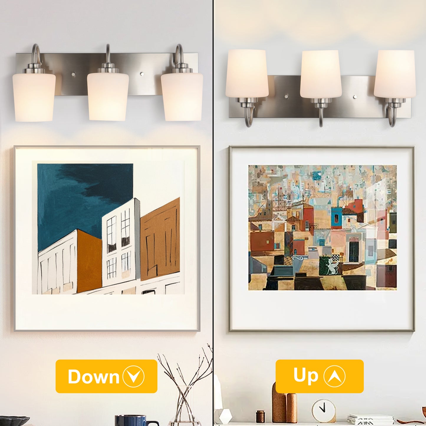 Modern Gold Vanity Lighting Fixture, Mirror 4 Lights, Wall Sconce with Frosted Glass for Bathroom, Hallway, Bedroom with E26 Socket