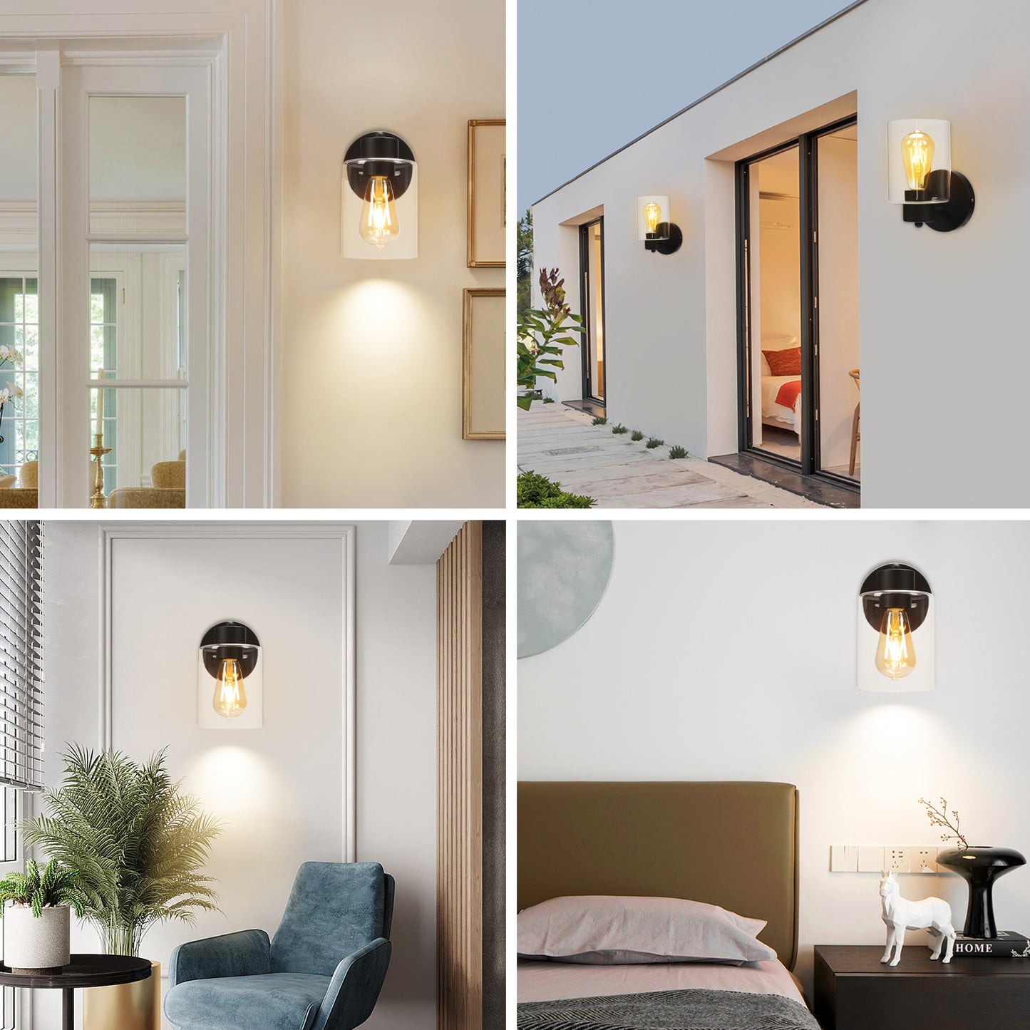 LMLMD Modern Black Vanity Light Fixture - 1 Light Bathroom Wall Lamp with Clear Glass, Perfect for Over Mirror, Hallway, or Bedroom with E26 Socket
