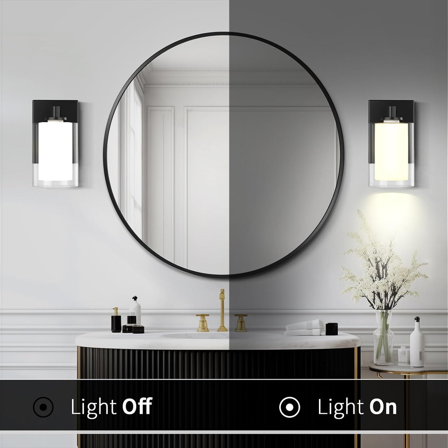 Bathroom Vanity Light Fixture, 1 Light Modern Gold Vanity Lighting fixtures, Lighting Fixtures Over Mirror, Wall Lamp with Clear Glass for, Hallway, Bedroom with E26 Socket