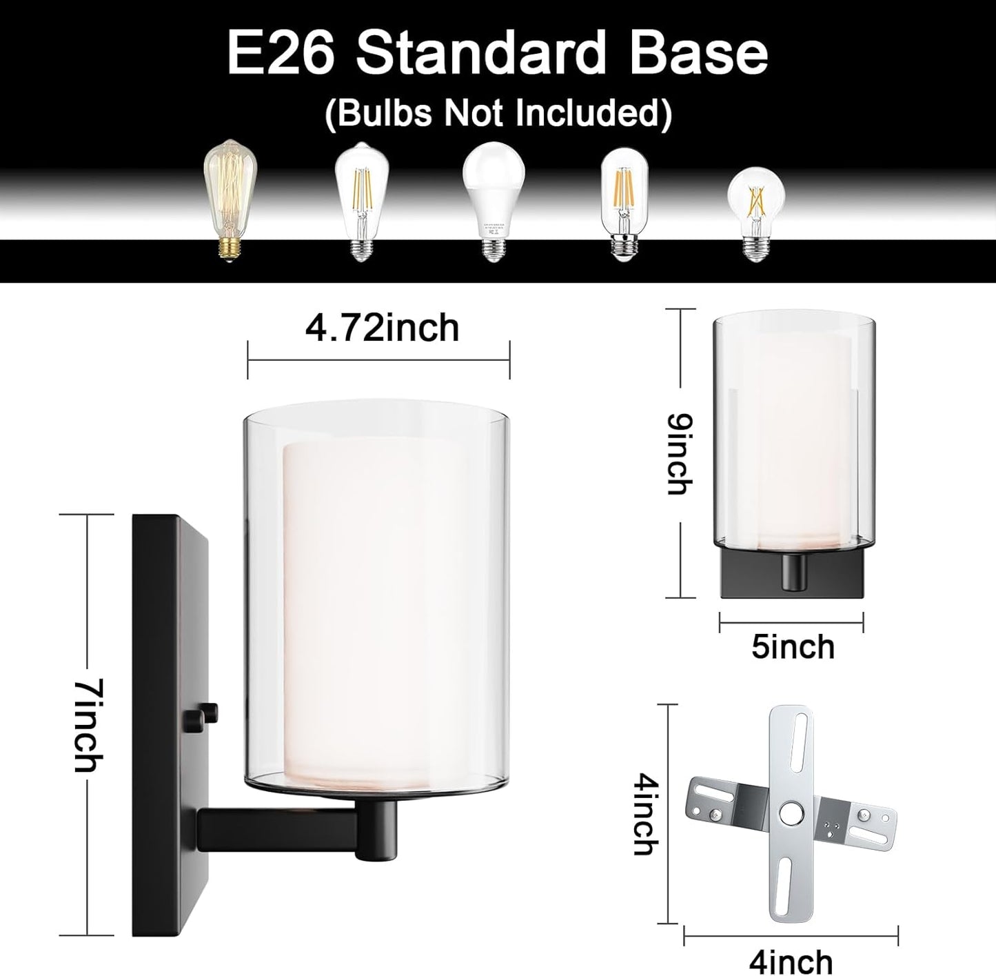 Bathroom Vanity Light Fixture, 1 Light Modern Gold Vanity Lighting fixtures, Lighting Fixtures Over Mirror, Wall Lamp with Clear Glass for, Hallway, Bedroom with E26 Socket