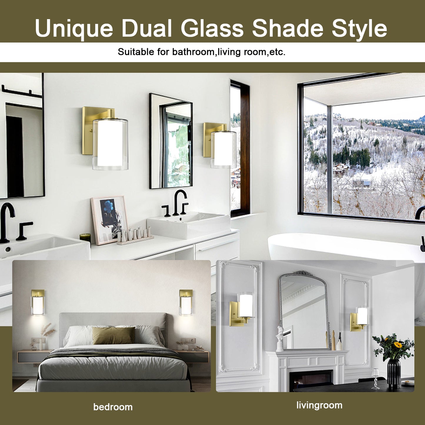 Bathroom Vanity Light Fixture, 1 Light Modern Gold Vanity Lighting fixtures, Lighting Fixtures Over Mirror, Wall Lamp with Clear Glass for, Hallway, Bedroom with E26 Socket