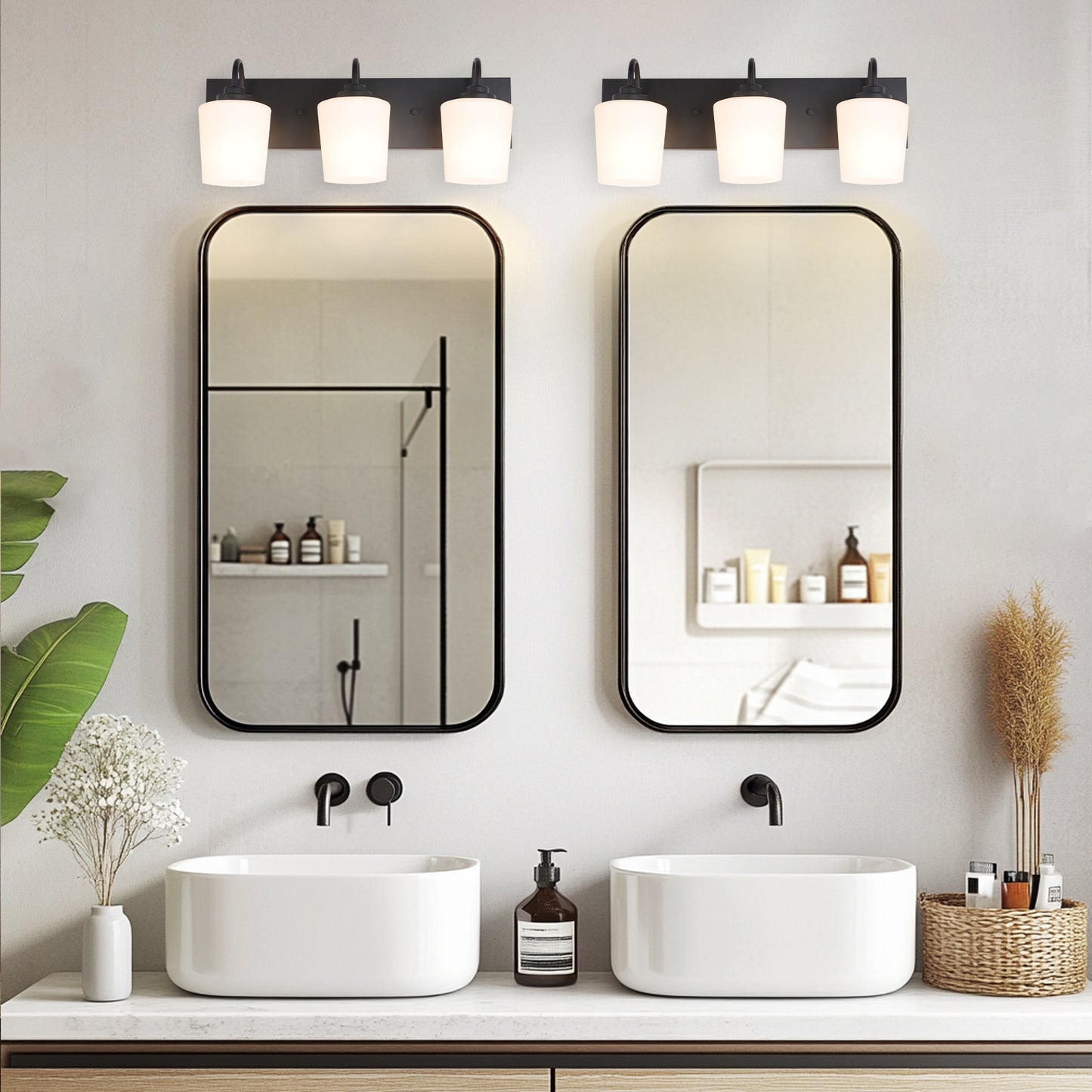 Modern Gold Vanity Lighting Fixture, Mirror 4 Lights, Wall Sconce with Frosted Glass for Bathroom, Hallway, Bedroom with E26 Socket