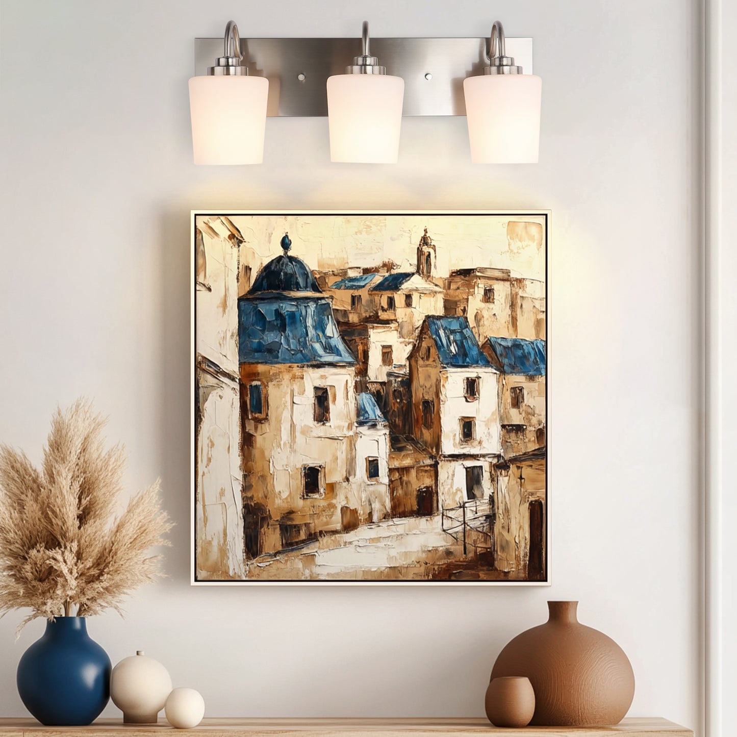 Modern Gold Vanity Lighting Fixture, Mirror 4 Lights, Wall Sconce with Frosted Glass for Bathroom, Hallway, Bedroom with E26 Socket