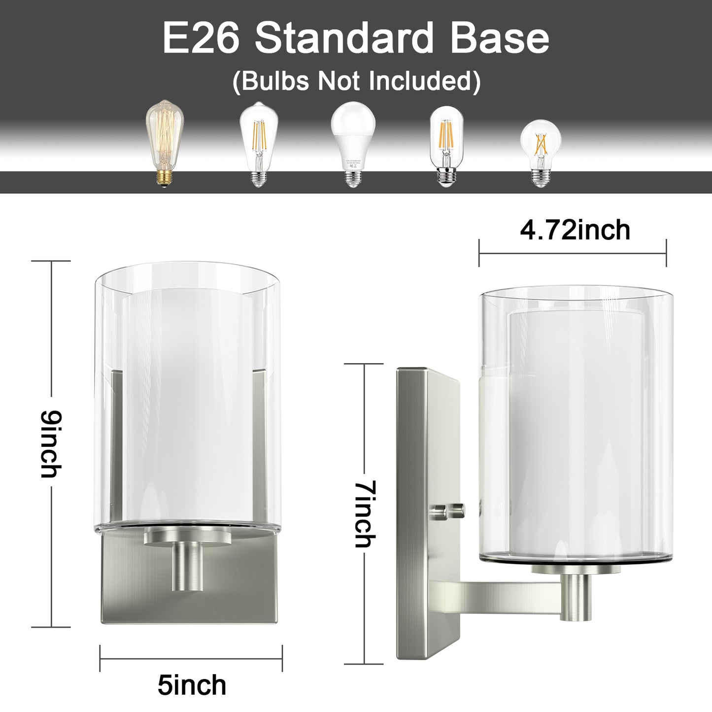 Bathroom Vanity Light Fixture, 1 Light Modern Gold Vanity Lighting fixtures, Lighting Fixtures Over Mirror, Wall Lamp with Clear Glass for, Hallway, Bedroom with E26 Socket