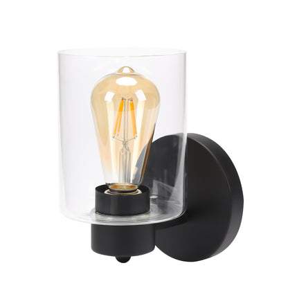 LMLMD Modern Black Vanity Light Fixture - 1 Light Bathroom Wall Lamp with Clear Glass, Perfect for Over Mirror, Hallway, or Bedroom with E26 Socket