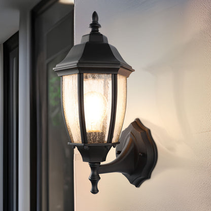 LMLMD Outdoor Wall Lantern, 14 Inch Porch Light Fixtures with Seed Glass Shades, Waterproof Exterior Wall Lights, Mounted Outside Lighting for House Farmhouse Patio Doorway Garage (E26 Base Max 40W)