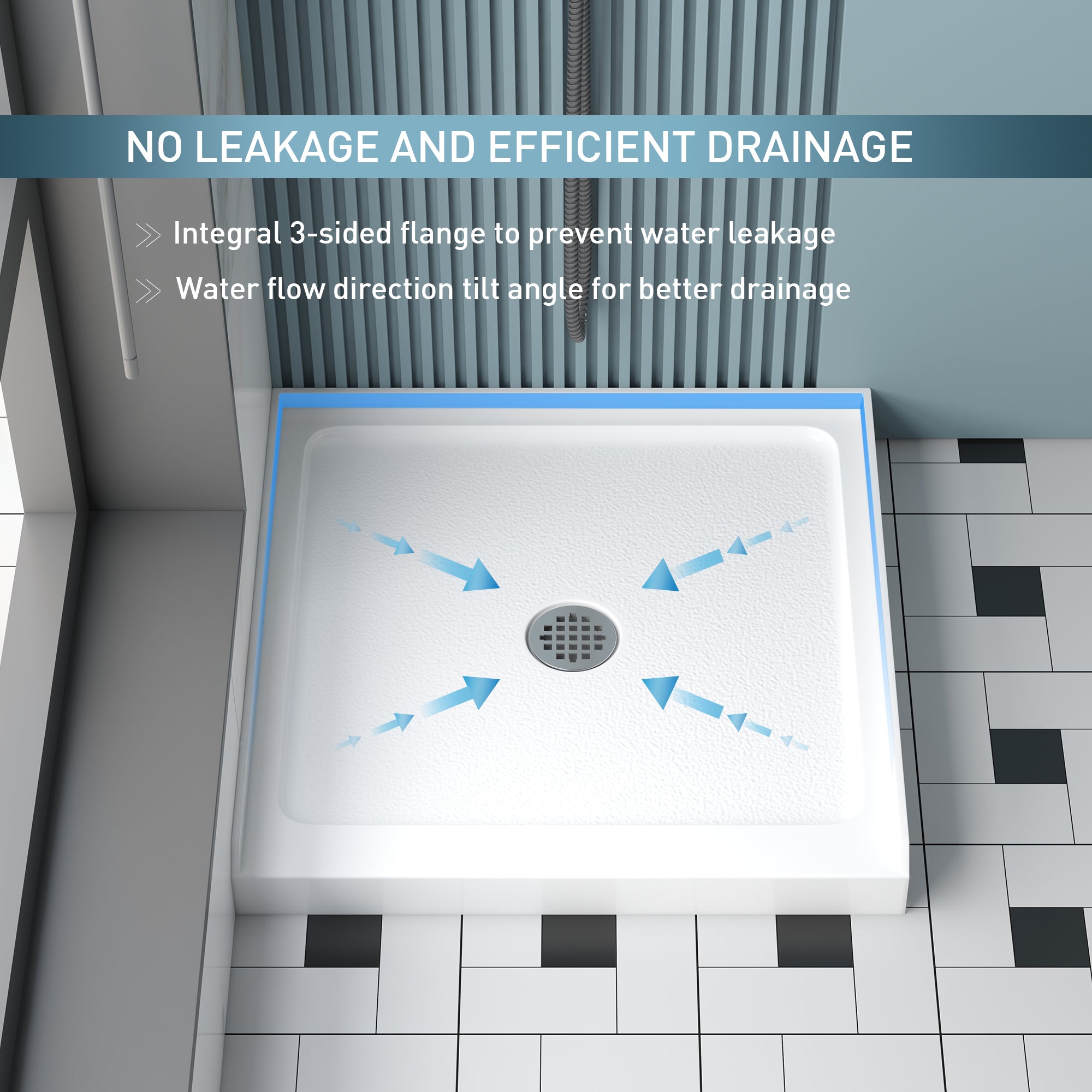 KPUY Shower Base, 36'' L X 36'' W Shower Base Pan with Single Threshold and Center Drain, Shower Pan with Slip Resistant Textured Surface, White Acrylic Shower Base