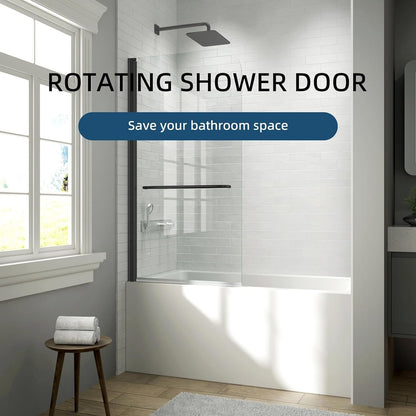 Bath tub Pivot shower screen, with 1/4" tempered glass and towel bar 3458