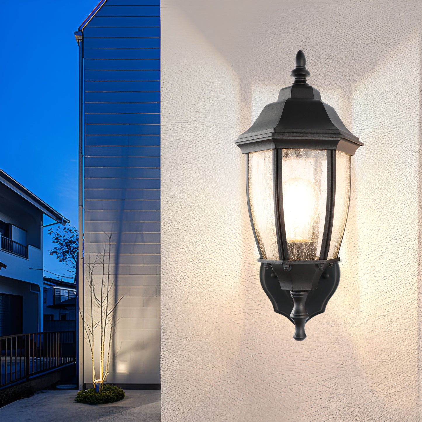 LMLMD Outdoor Wall Lantern, 14 Inch Porch Light Fixtures with Seed Glass Shades, Waterproof Exterior Wall Lights, Mounted Outside Lighting for House Farmhouse Patio Doorway Garage (E26 Base Max 40W)