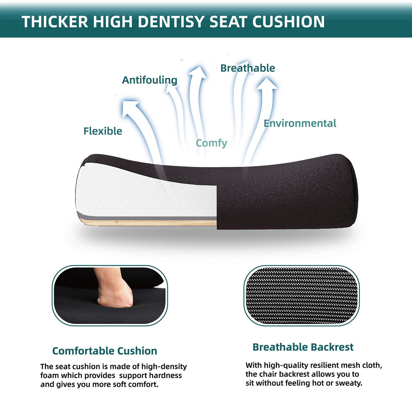 Retractable Footrest Ergonomic Swivel Office Chair with Lumbar Support Pillow and Padded Armrests
