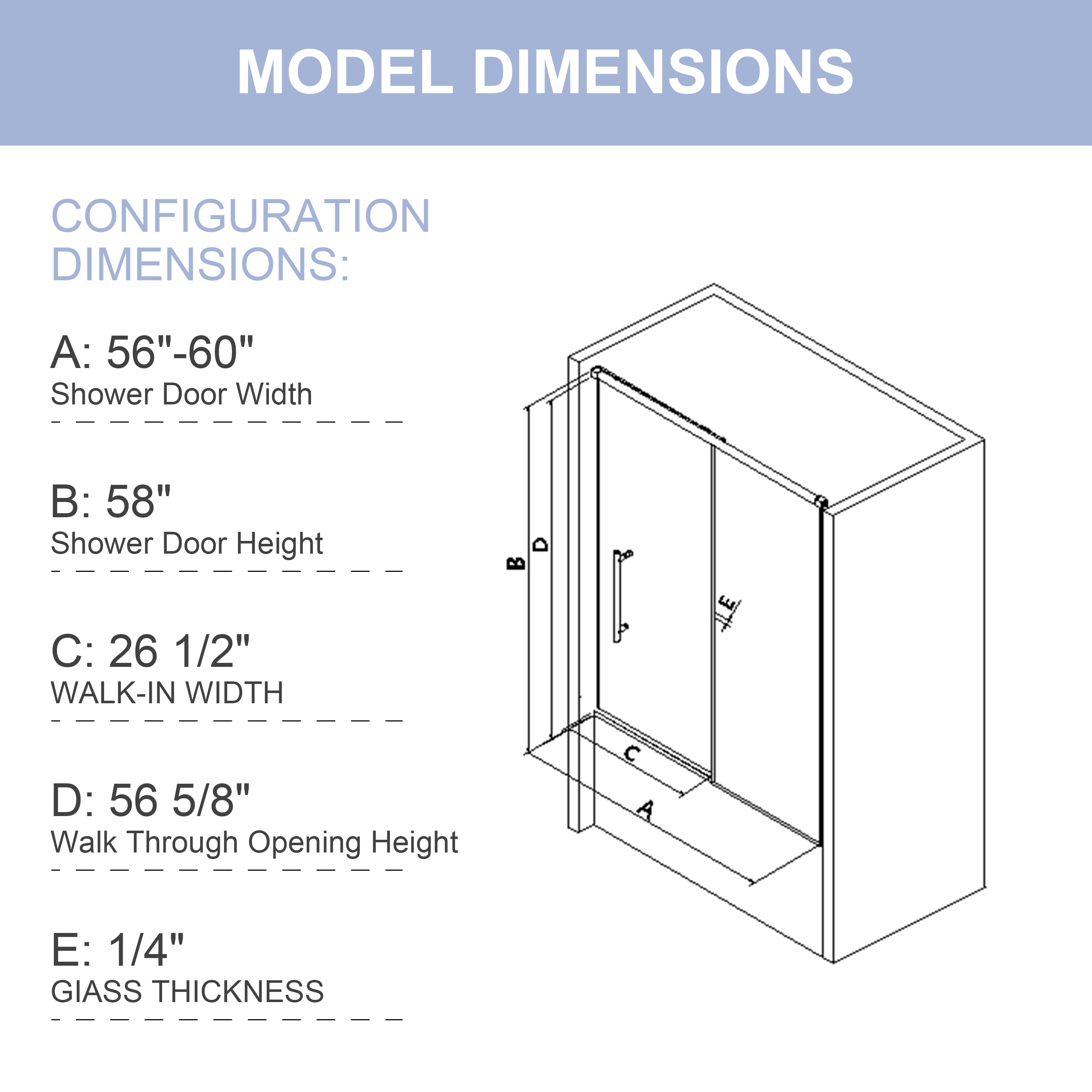 KPUY Bathtub Shower Door, 56-60" W x 58" H Sliding Shower Door for Bathtub, 1/4" (6mm) Thick Tempered Clear Glass with Explosion-Proof Film Nano Coating in Matte Black Finish