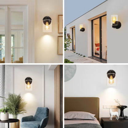 LMLMD Modern Black Vanity Light Fixture - 1 Light Bathroom Wall Lamp with Clear Glass, Perfect for Over Mirror, Hallway, or Bedroom with E26 Socket