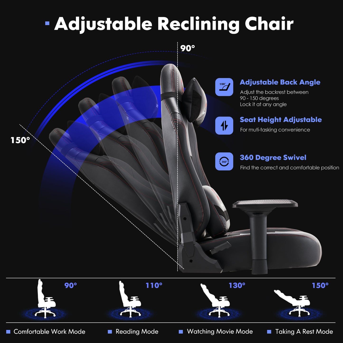 COLAMY Big and Tall Gaming Chair 400lbs-Ergonomic Computer Gamer Chair, Leather Executive Office Chair, Heavy Duty PC Gaming Chair with Wide Seat