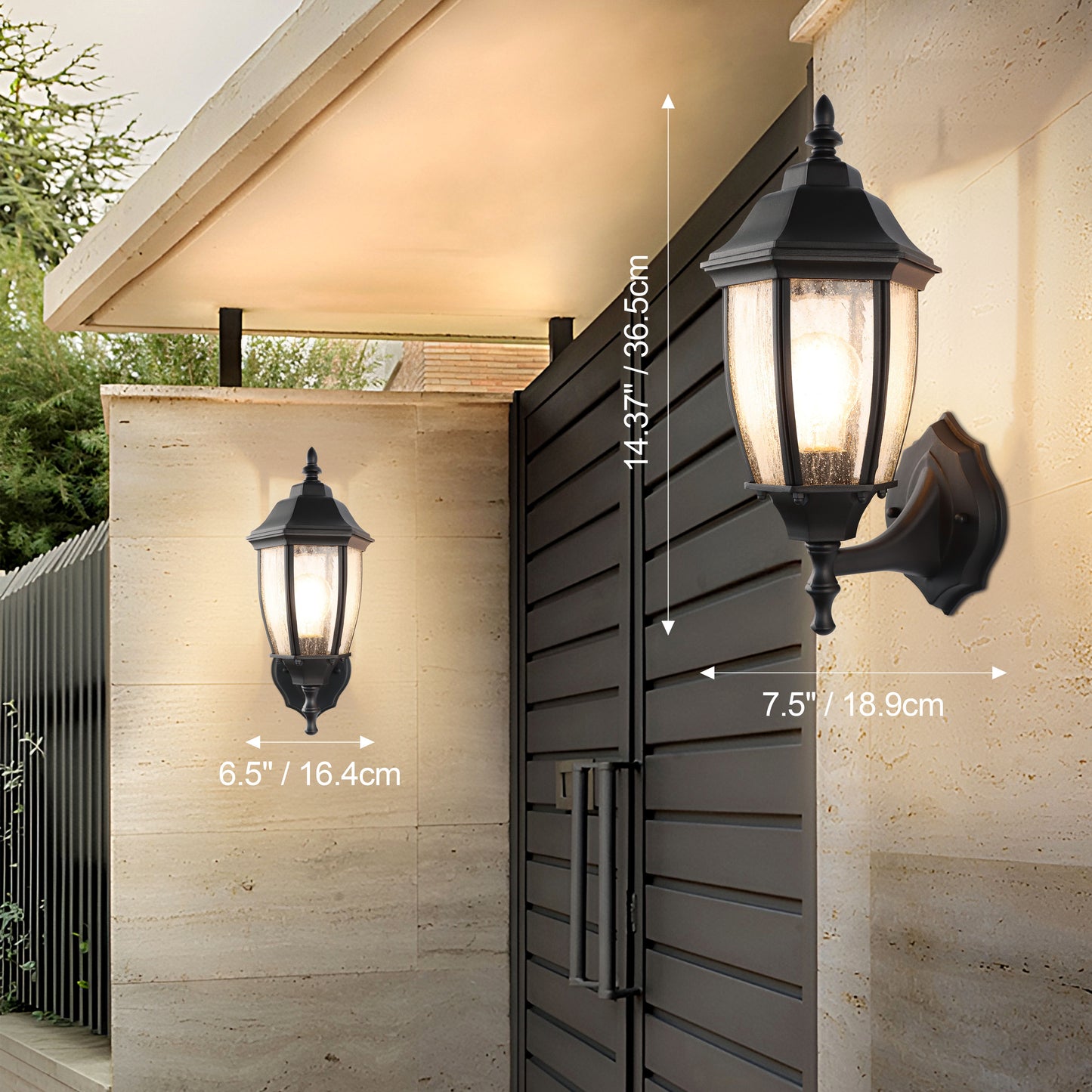 LMLMD Outdoor Wall Lantern, 14 Inch Porch Light Fixtures with Seed Glass Shades, Waterproof Exterior Wall Lights, Mounted Outside Lighting for House Farmhouse Patio Doorway Garage (E26 Base Max 40W)