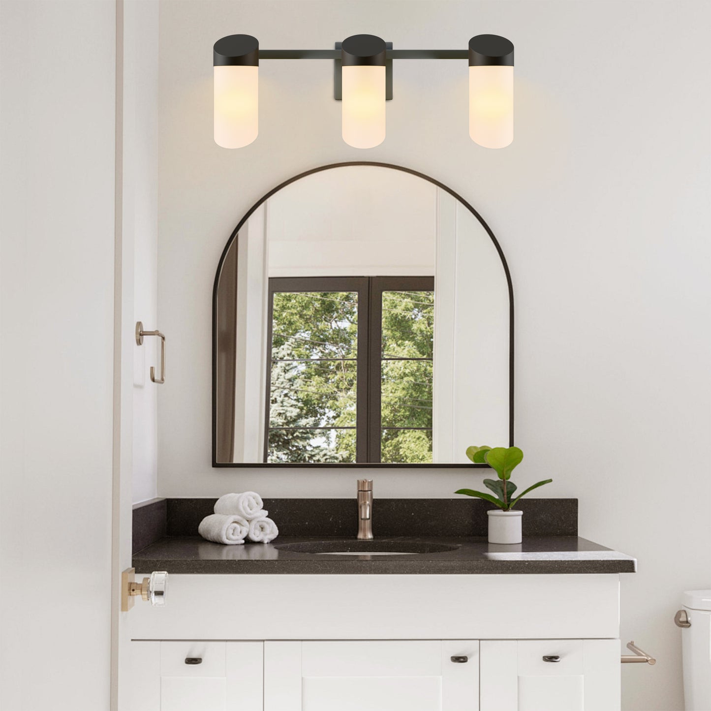 Bathroom Vanity Light Fixtures, 3 Light Modern Gold Vanity Lighting Fixtures, Lighting Fixtures Over Mirror, Wall Sconce with Glass for Hallway, Bedroom with E26 Socket