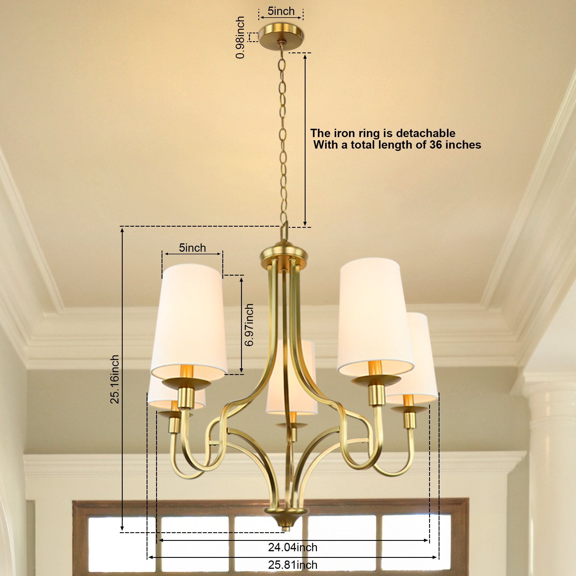 LMLMD Vintage Minimalist Ceiling Light for Home Decoration and Lighting, Home Lights, Gold and Black