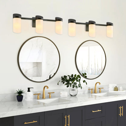 Bathroom Vanity Light Fixtures, 3 Light Modern Gold Vanity Lighting Fixtures, Lighting Fixtures Over Mirror, Wall Sconce with Glass for Hallway, Bedroom with E26 Socket