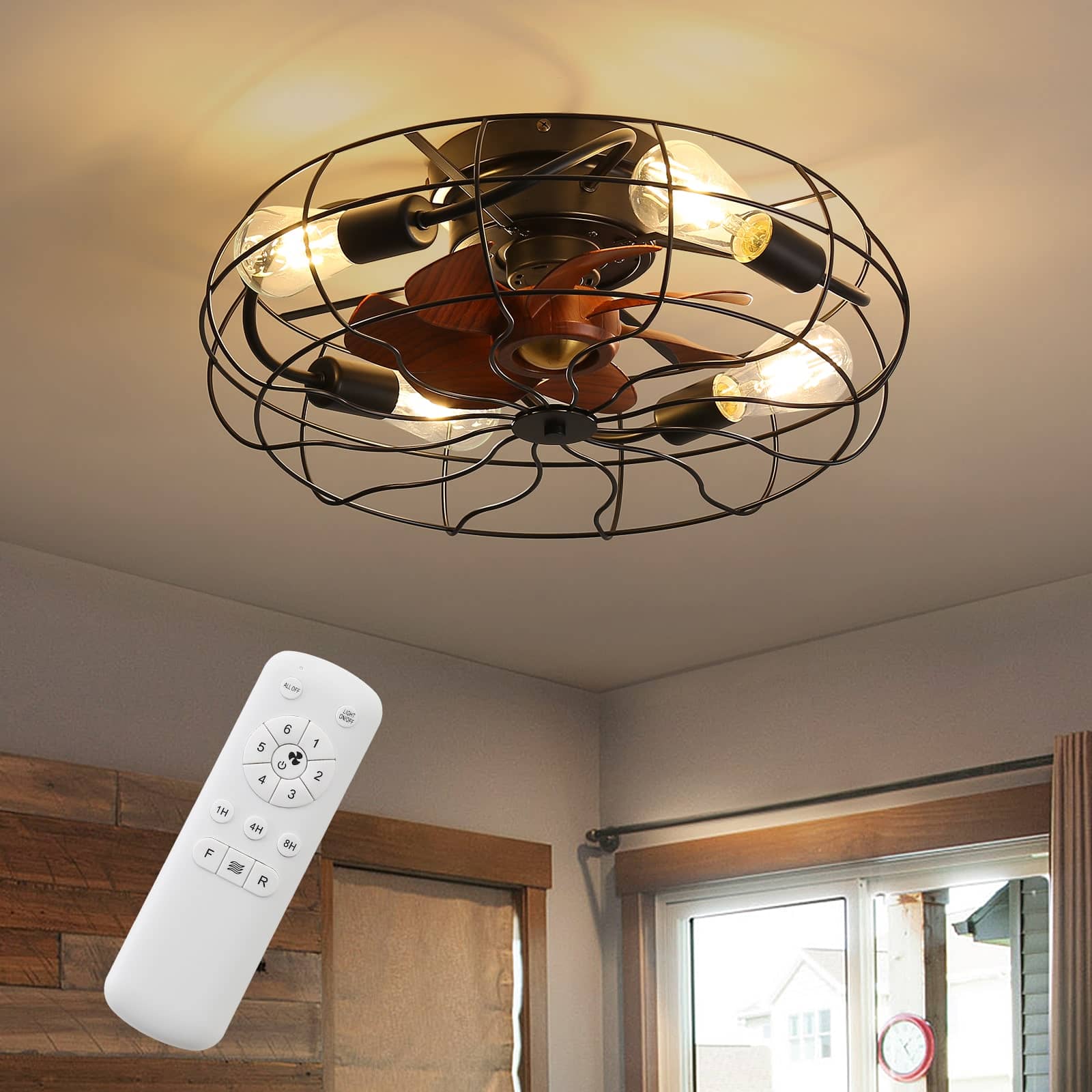 KPUY Caged Ceiling Fans with Lights