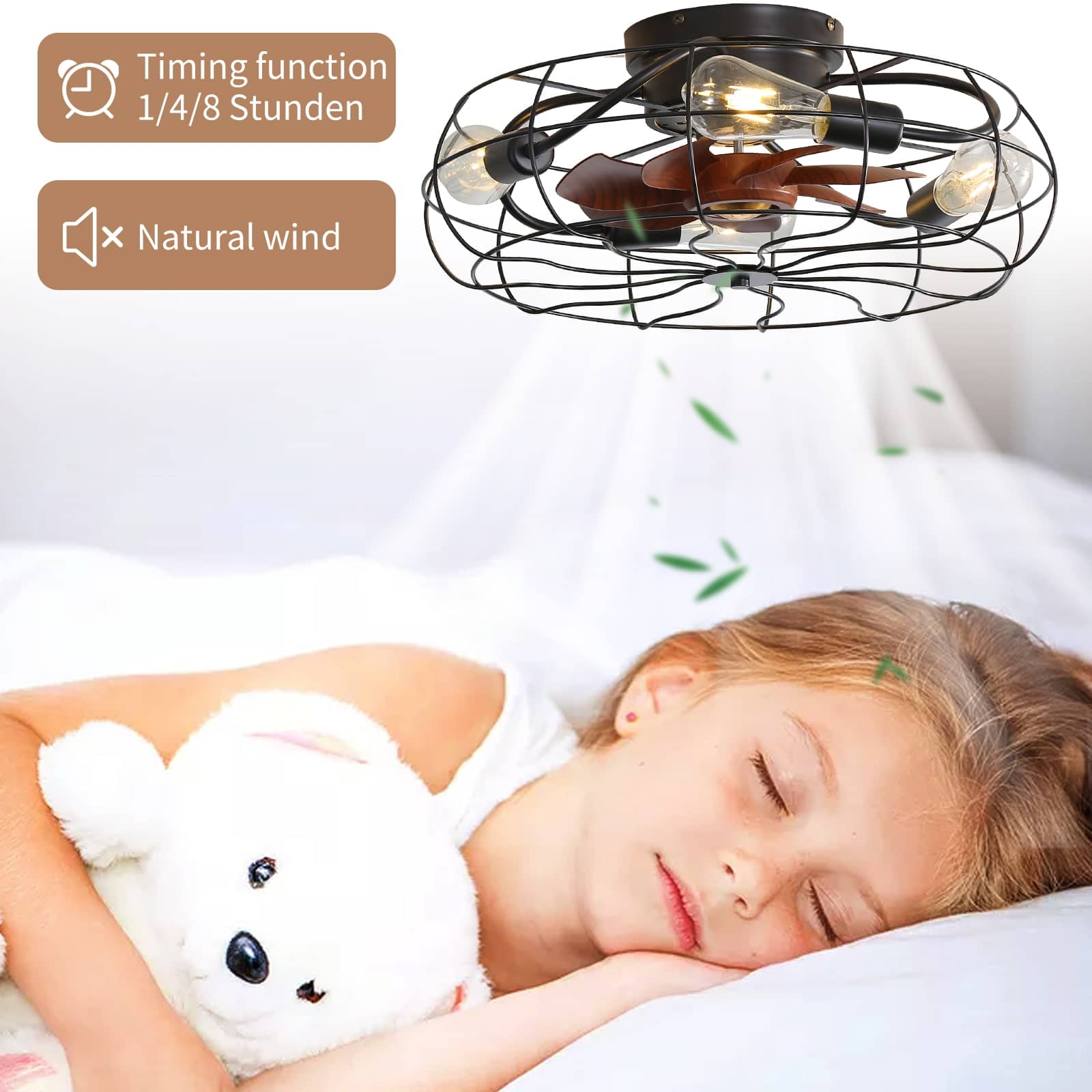 KPUY Caged Ceiling Fans with Lights