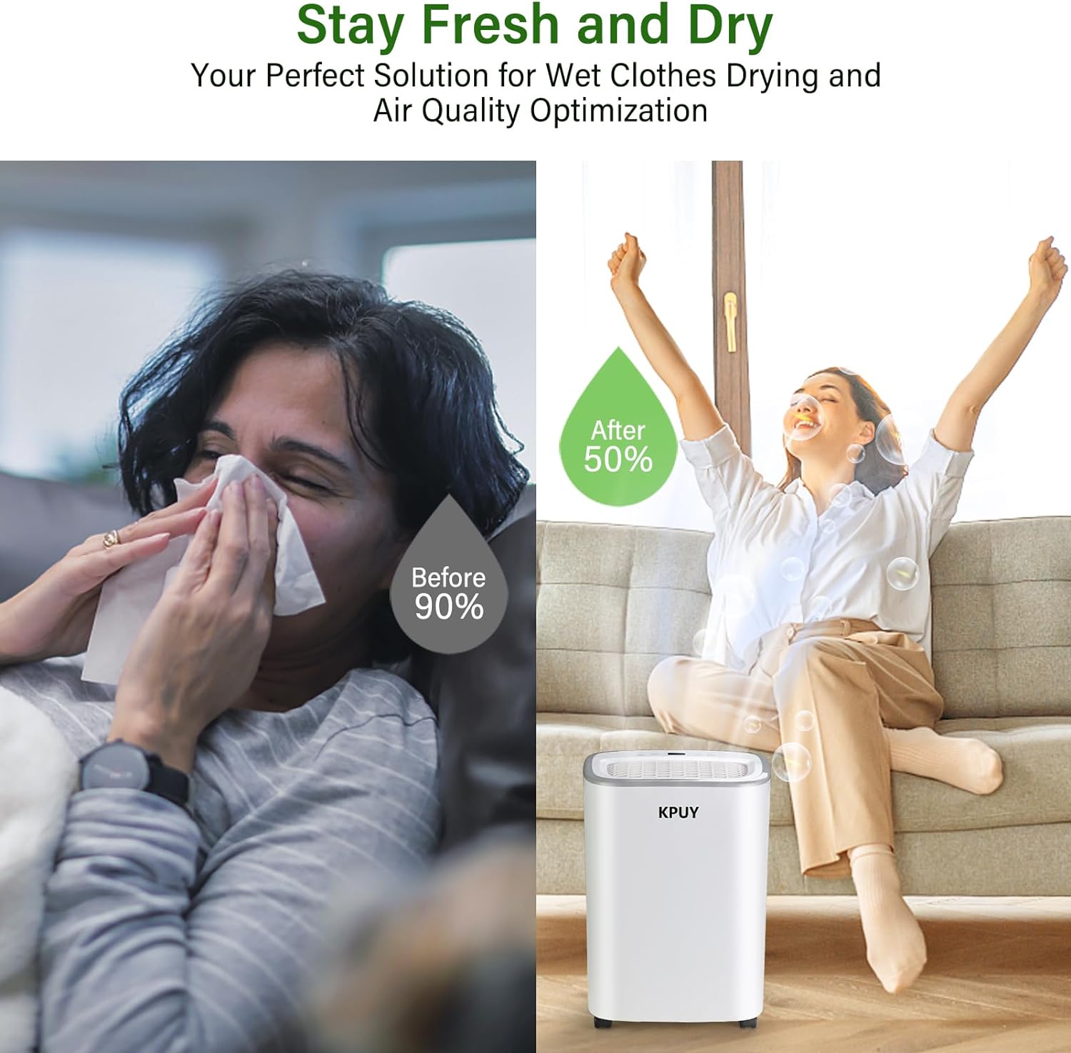 KPUY Dehumidifier with 12L High Capacity