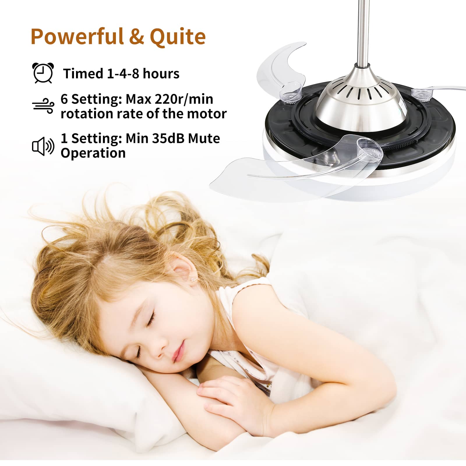 KPUY Retractable Ceiling Fan with Led Light